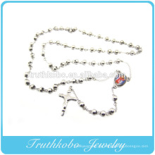 Best Selling Religiöse Schmuck für 2014 Edelstahl Heilige Mutter Maria Religiöse Jesus Kreuz Rosenkranz Halskette schmuck